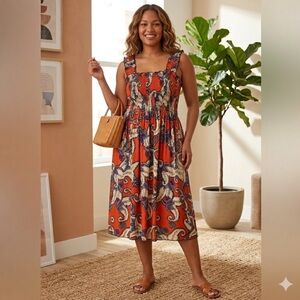 WinWin Orange, Purple and Blue Patterned Maxi Dress